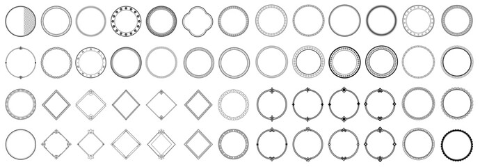 Round Chinese frame corners. Traditional Asian pattern.