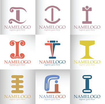 Vector Set of I-Letter Logo Designs