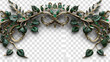 Intricate golden filigree intertwining with emerald leaves, a tapestry of opulence. on transparent background.  