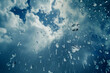 Visualize raindrops falling gracefully from the sky