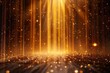 Background of an award ceremony including light and golden shapes. AI-generated