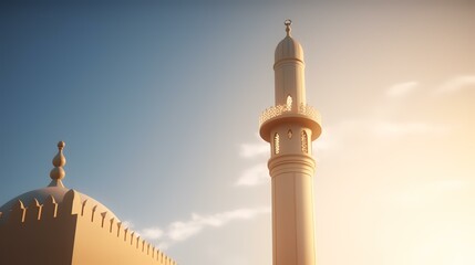 Wall Mural - minaret and religion in clear sky in Oman Muscat the old mosque