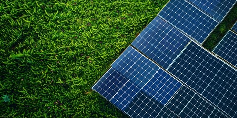 solar power renewable green energy banner with copyspace, saturated solid background, bright colors,