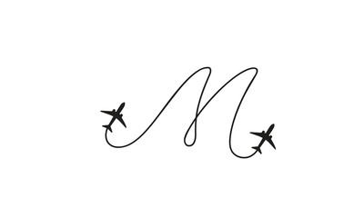 Wall Mural - Letter M Travel Logo Template Design Vector, Emblem, Design Concept, Creative Symbol, Icon