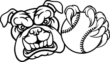 Sticker - Bulldog Dog Softball Baseball Ball Sports Mascot
