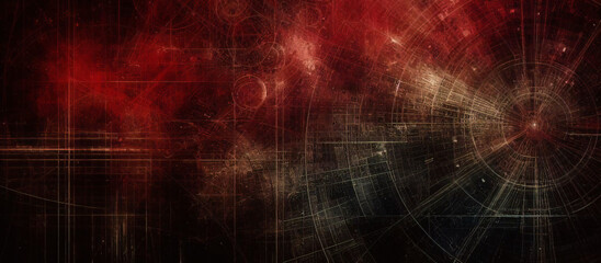 Wall Mural - 3D red gray techno abstract background overlap layer on dark space with rough decoration. Modern graphic design element cutout shape style concept for web banners, flyer, card, or brochure cover.	