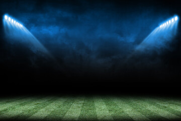 Wall Mural - spotlight on a soccer filed stadium