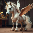 cutest adorable emotional  Unicorn- Pegusus baby. Digital artwork. Ai generated