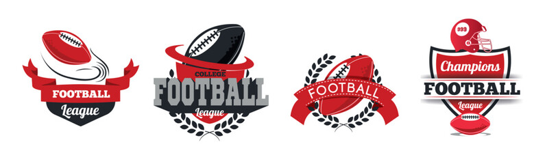 football and rugby football badge logo templates design set. Sport team identity crests and logo emblem. tailgate party labels Collection soccer t-shirt vector graphics, vector illustrations 