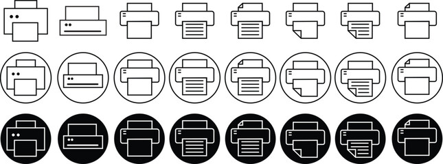 Fototapete - Set of Printer icons in Line Styles editable stock. Document printing or fax symbols. Vectors illustration for web site or mobile app. Printing signs. Premium quality symbol on transparent background.
