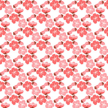 Sakura pattern vector illustration. The repeating pattern sakura blooms symbolized eternal renewal and vitality nature The infinite allure seamless background captivated senses, immersing
