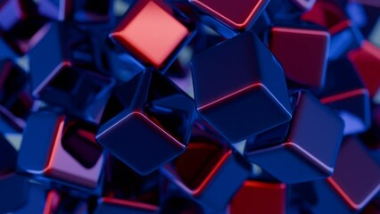 Poster - Minimalist interpretation of interconnected blocks symbolizing blockchain.