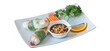 Floating  Spring roll on white Plate