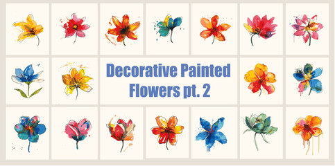 Wall Mural - Decorative Painted Flowers 2