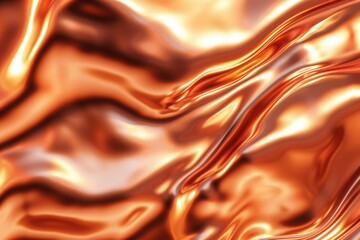 Wall Mural - Liquid copper metal wave abstract background