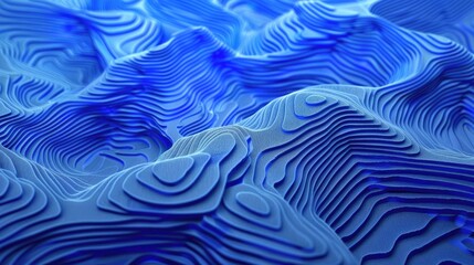 Aufkleber - A vibrant blue abstract background with flowing wavy lines. Modern background