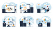 © Liubomyr - Cloud computing isolated set. Secure connection, storage and cloud technology.Data transfer folders with documents, data storage, brainstorming, teamwork Vector illustration.