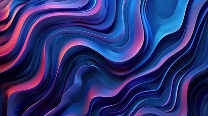 Aufkleber - A vibrant blue abstract background with flowing wavy lines. Modern background