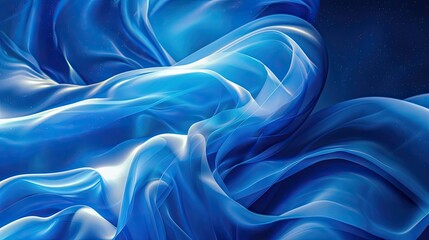 Aufkleber - A vibrant blue abstract background with flowing wavy lines. Modern background