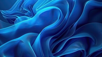 Aufkleber - A vibrant blue abstract background with flowing wavy lines. Modern background
