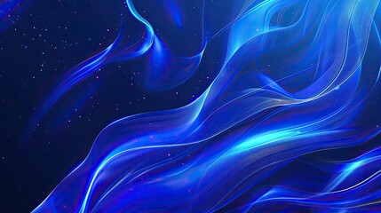 Aufkleber - A vibrant blue abstract background with flowing wavy lines. Modern background