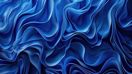 Aufkleber - A vibrant blue abstract background with flowing wavy lines. Modern background