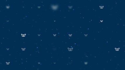 Poster - Template animation of evenly spaced homosexual symbols of different sizes and opacity. Animation of transparency and size. Seamless looped 4k animation on dark blue background with stars