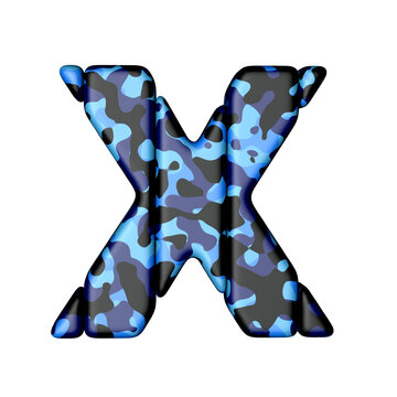 Symbol of vertical blocks in blue camouflage. letter x
