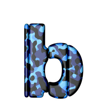 Symbol of vertical blocks in blue camouflage. letter b