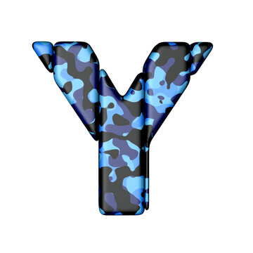 Symbol of vertical blocks in blue camouflage. letter y