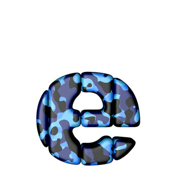 Symbol of vertical blocks in blue camouflage. letter e