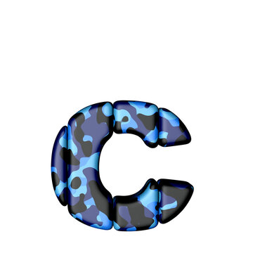 Symbol of vertical blocks in blue camouflage. letter c