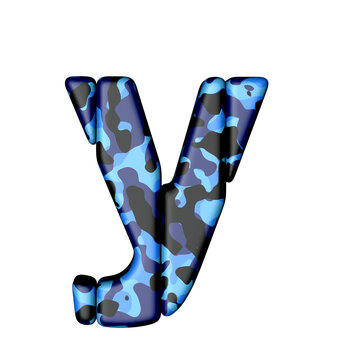 Symbol of vertical blocks in blue camouflage. letter y