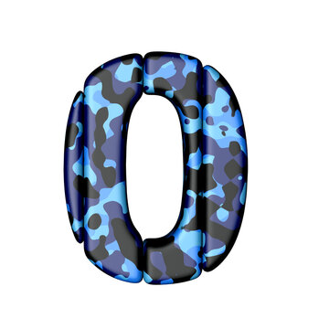 Symbol of vertical blocks in blue camouflage. number 0