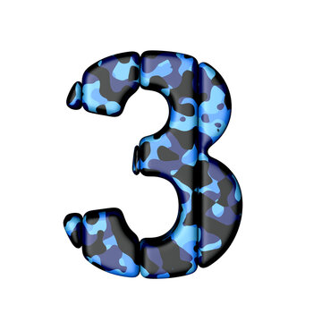 Symbol of vertical blocks in blue camouflage. number