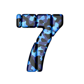 Symbol of vertical blocks in blue camouflage. number 7