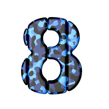 Symbol of vertical blocks in blue camouflage. number 8