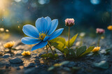 Fototapeta Kwiaty - Spring bloomer blue star flowers Generative AI image. 
