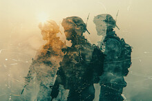 Soldiers Emerge As Ghostly Figures In A Hazy Double Exposure Effect