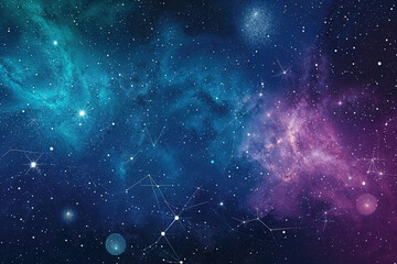 Wall Mural - Cosmic background with stars, planets and constellations
