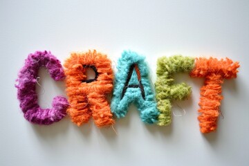 Wall Mural - The word Craft in felted colorful letters on a white background