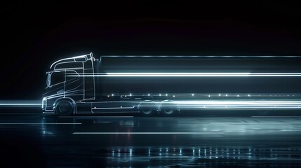 light streaks shaped like a truck in motion over a dark background