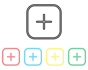 Fototapete - Add icon vector. Plus sign symbol in trendy flat style. Set elements in colored icons. Medical cross vector icon illustration isolated on white background