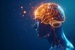 AI Brain Chip memory. Artificial Intelligence xai human axon degeneration model mind circuit board. Neuronal network tumor recurrence smart computer processor speaker identification