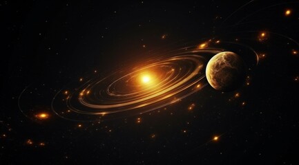 Wall Mural - wallpaper planets and stars in space on dark background