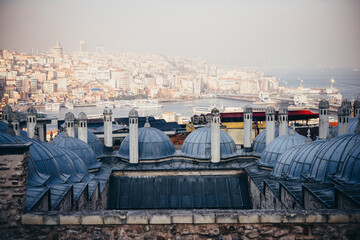 Wall Mural - Panoramic view of Istanbul seen from the viewpoint of Suleymaniye mosque in Istanbul, Turkey.