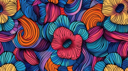 Poster - an abstract background, highlighting intricate patterns and vibrant colors that draw the viewer's attention. SEAMLESS PATTERN.