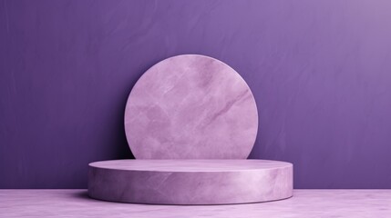 Wall Mural - 3d marble podium on a purple background. Stand for product presentation in an empty studio room. Template with platform for perfume design.