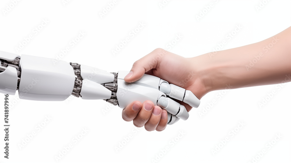 Robot shake hands to a human hand feelings as artificial intelligence ...