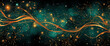 © Oliver Evans Studio - abstract cosmos background with stars light golden wavy lines hues of blue orange dots space galaxy symbol decoration wallpaper pattern softness ripple sky dreamlike fantasy backdrop illustration